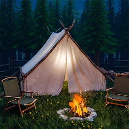 Symbol von Waldcamping -Überlebenssim 3d
